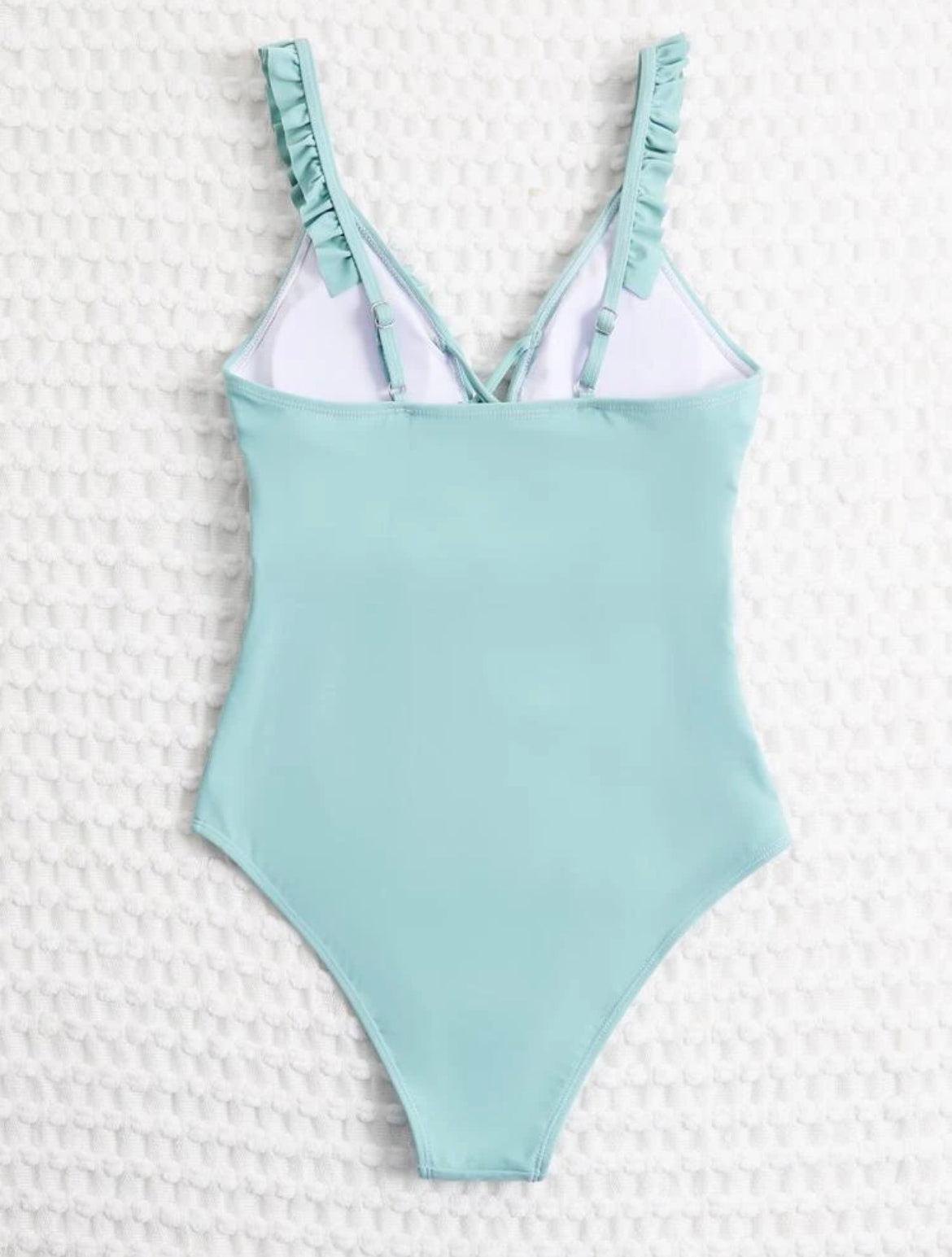 Crisscross Frill Trim One Piece Swimsuit