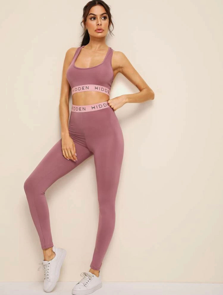 Letter Tape Racer Back Tank & Leggings