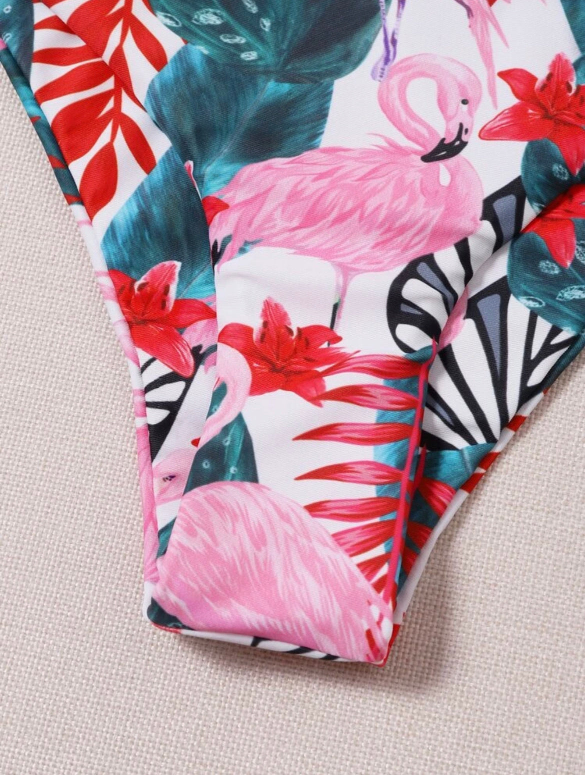 Tropical Ruffle Hem Bikini Swimsuit