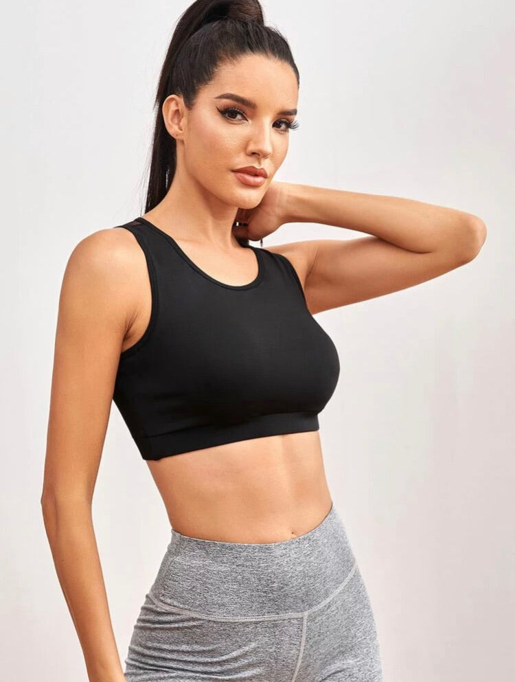 Lace Panel Peekaboo Back Sports Bra