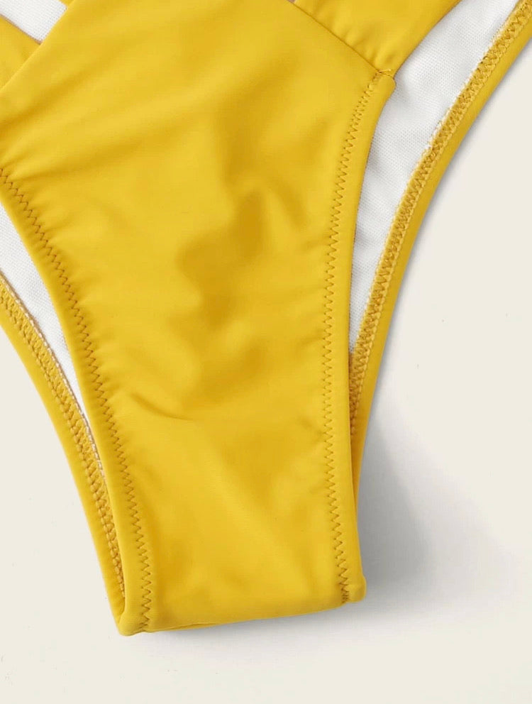 Bandeau Cut-out High Cut Bikini Swimsuit