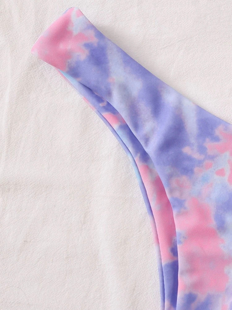 Tie Dye Underwire High Leg Bikini Swimsuit