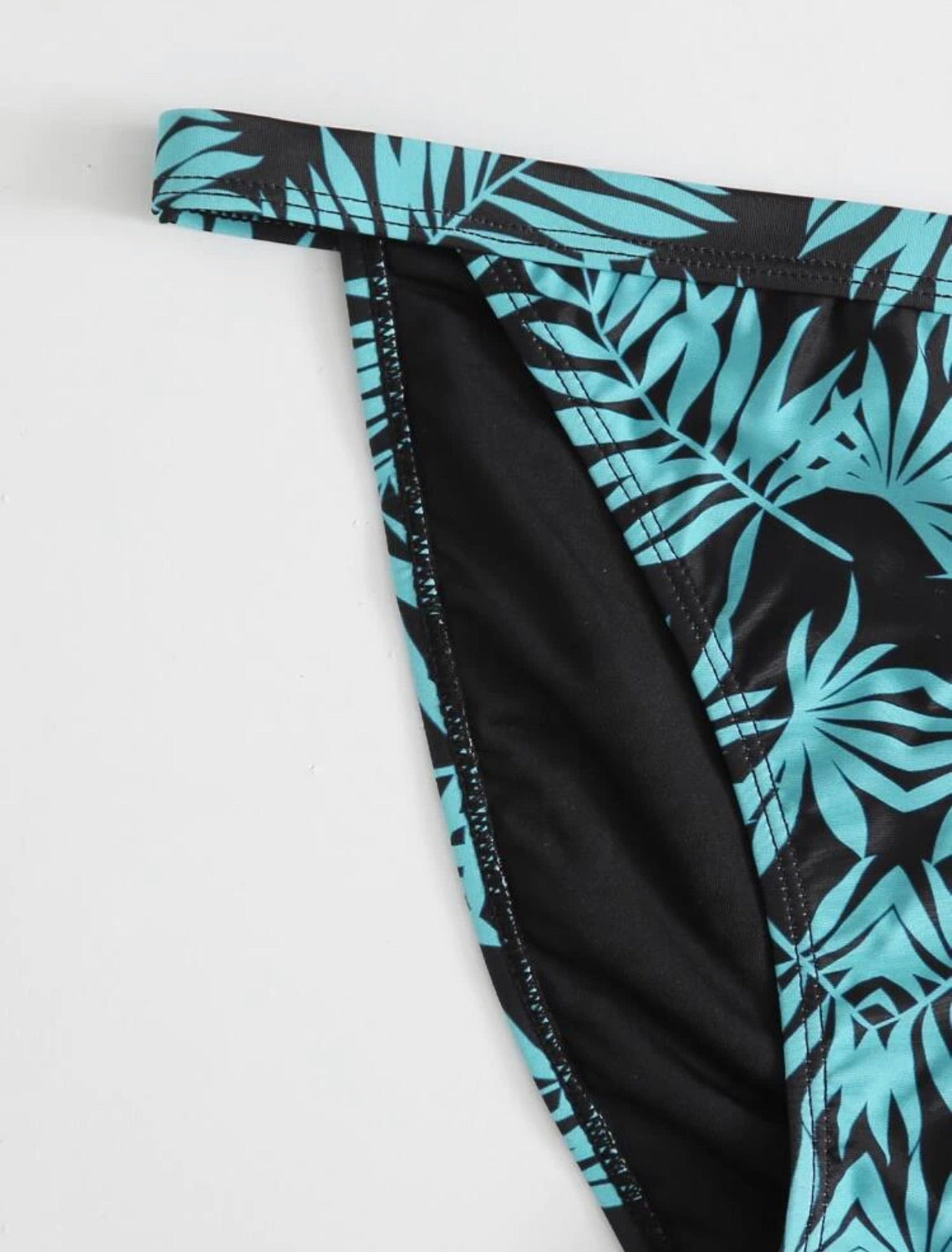 Leaf Print Triangle Tanga Bikini Swimsuit