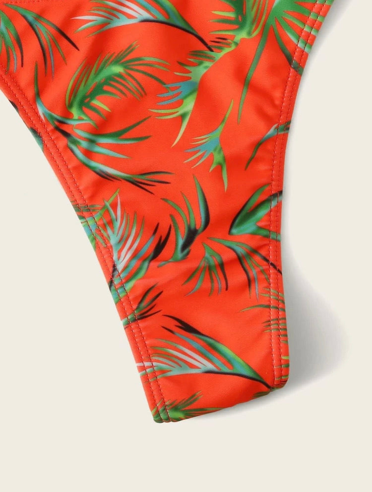 Plant Triangle Thong Bikini Swimsuit