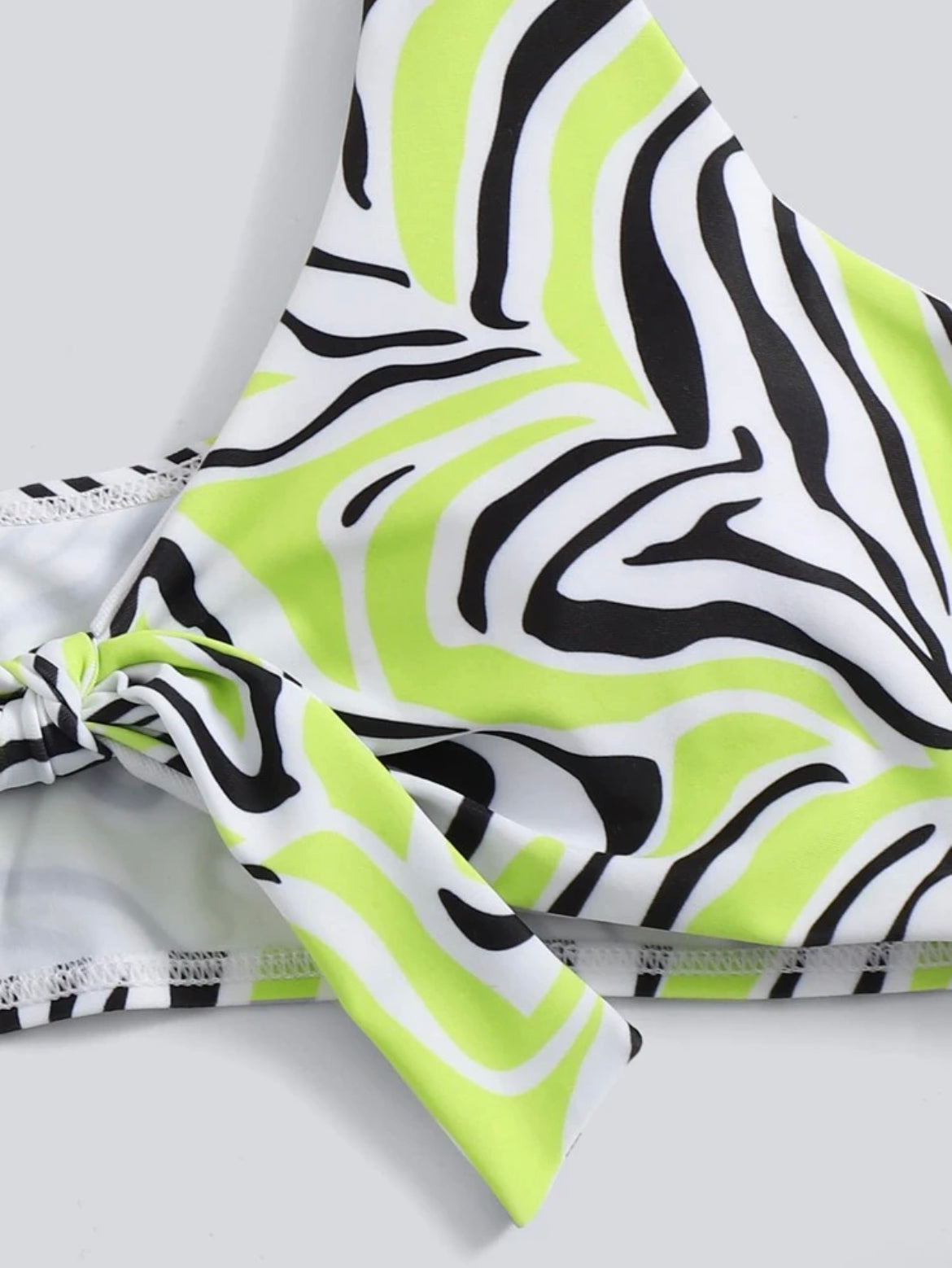 Zebra Stripe Knot High Leg Bikini Swimsuit