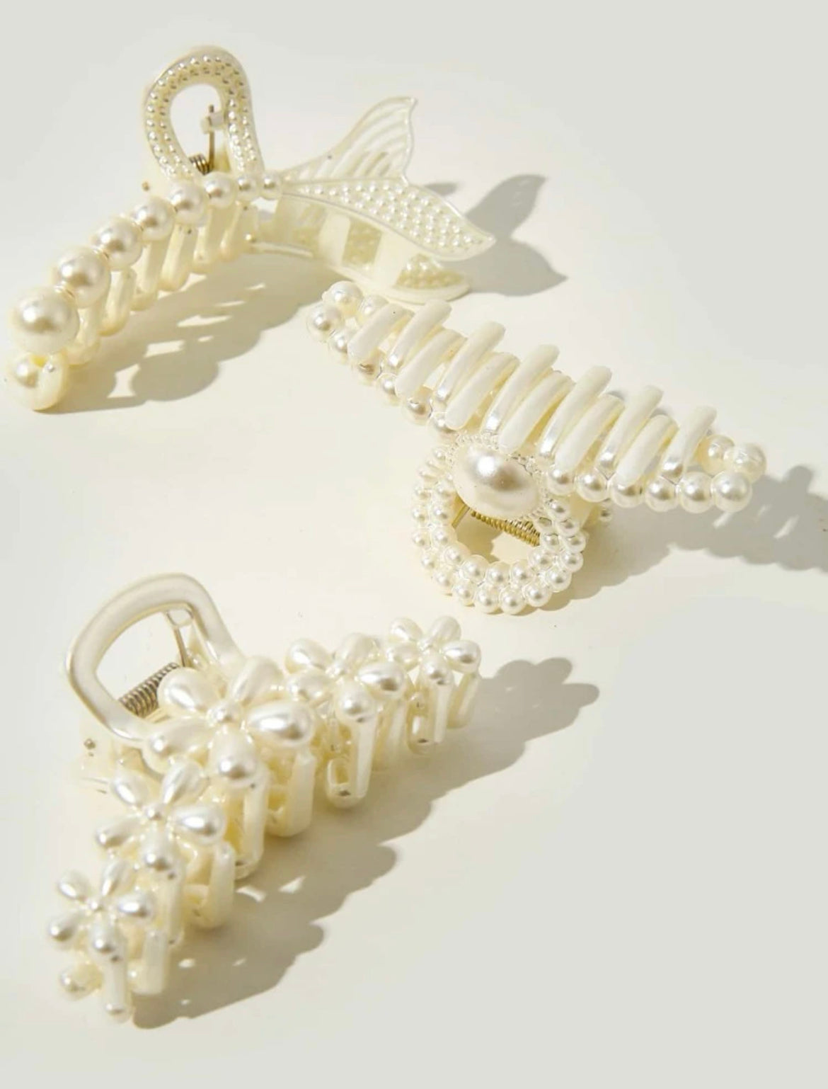 3pcs Faux Pearl Decor Hair Claw