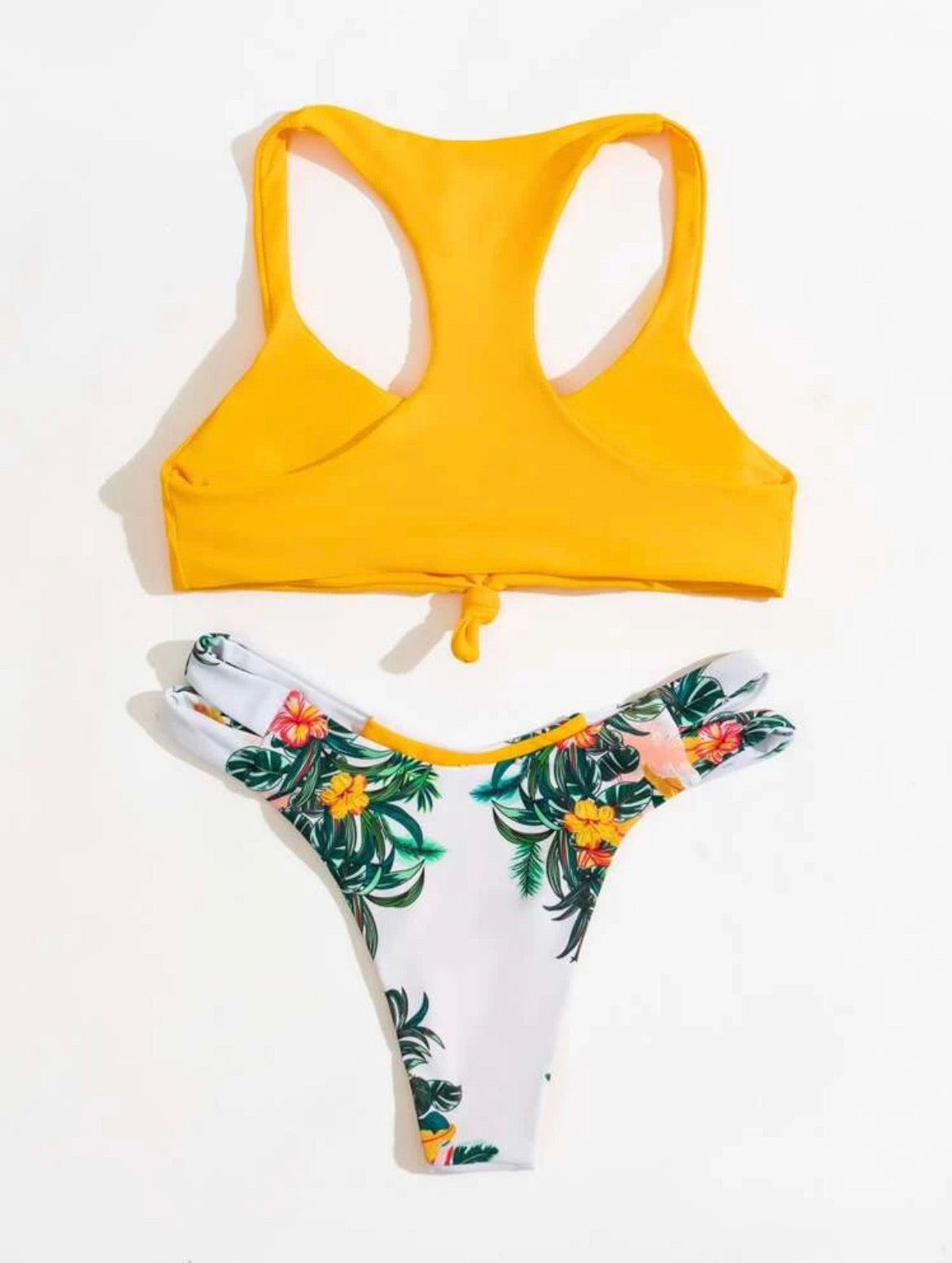 Floral & Tropical Knot Hem Bikini Swimsuit