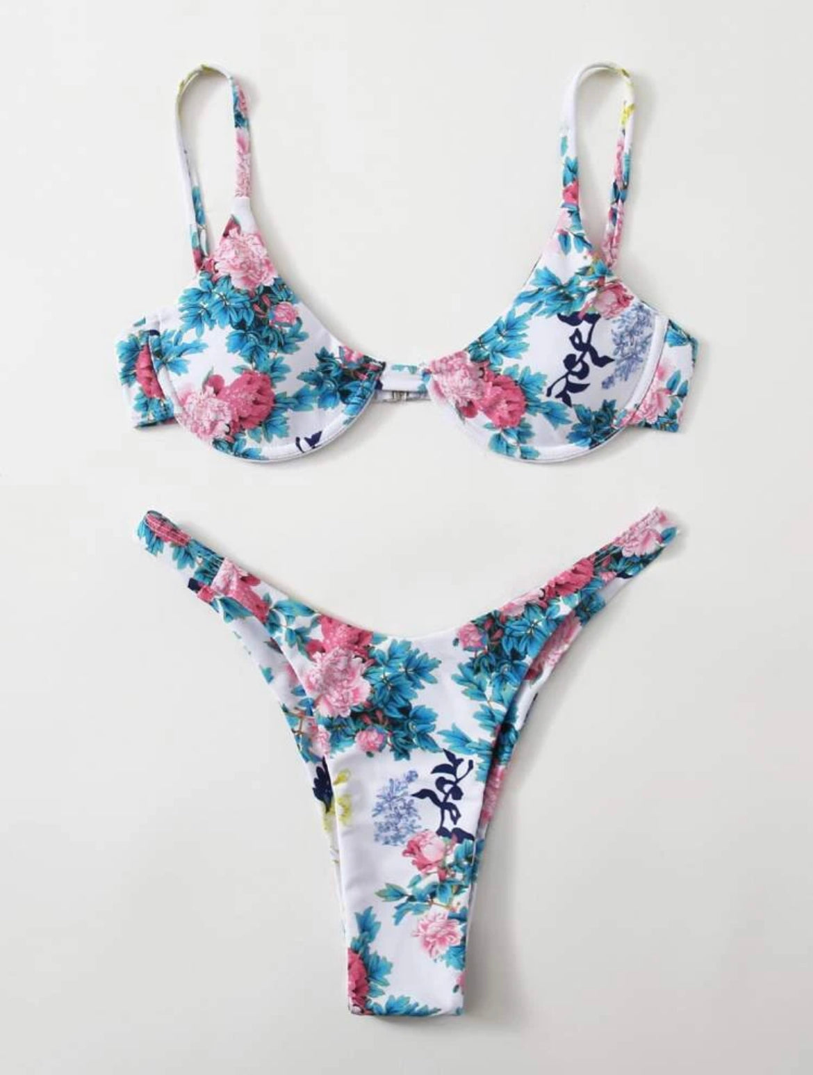 Floral Underwire High Leg Bikini Swimsuit