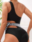 Gingham Knot Side Cut Out One Shoulder One Piece Swimsuit