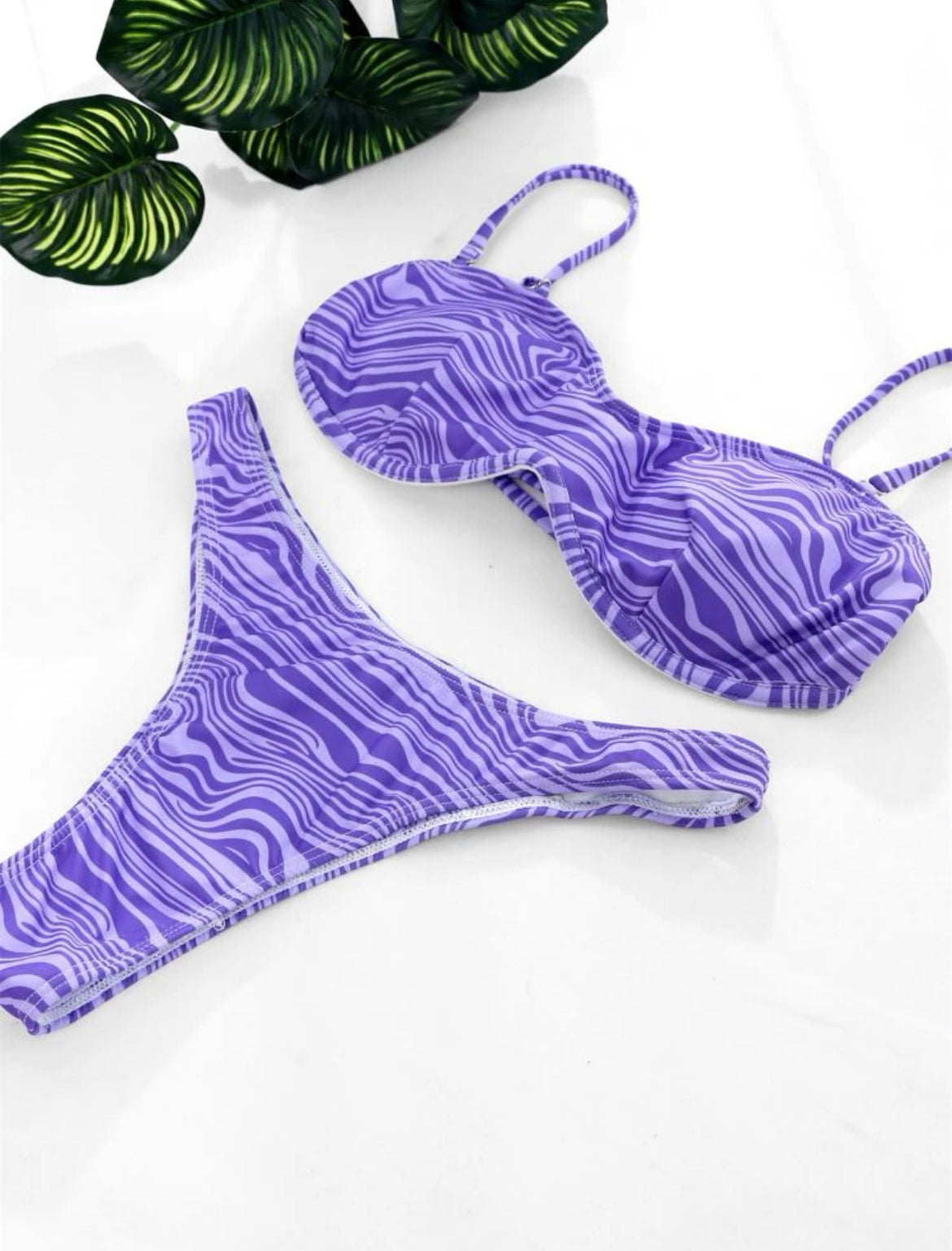 Allover Print Underwire High Cut Bikini Swimsuit