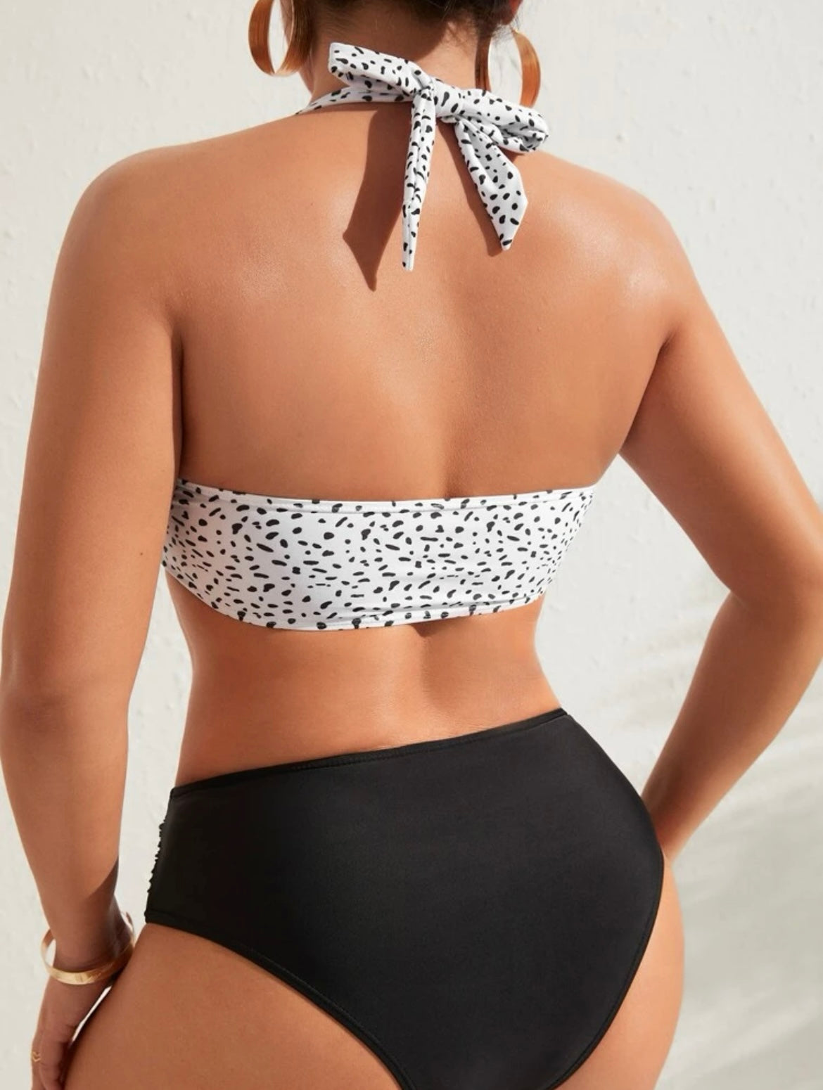Dalmatian Print Halter Bikini Swimsuit