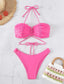 Ruched O-ring Detail Halter Bikini Swimsuit