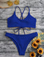 Rib Criss Cross Bikini Swimsuit
