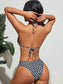 Allover Floral Print Triangle High Cut Bikini Swimsuit