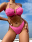 Ruched O-ring Detail Halter Bikini Swimsuit