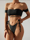 Off The Shoulder Tie Side Bikini Swimsuit