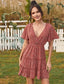 Plunging Neck Frill Trim Ditsy Floral Dress