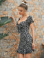 Ditsy Floral Print Sweetheart Neck Tie Front Dress