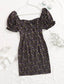 Puff Sleeve Sweetheart Neck Tie Front Ditsy Floral Dress