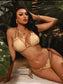 Colorblock Frill Trim Bikini Swimsuit