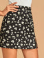 Elastic Waist Split Hem Ditsy Floral Skirt