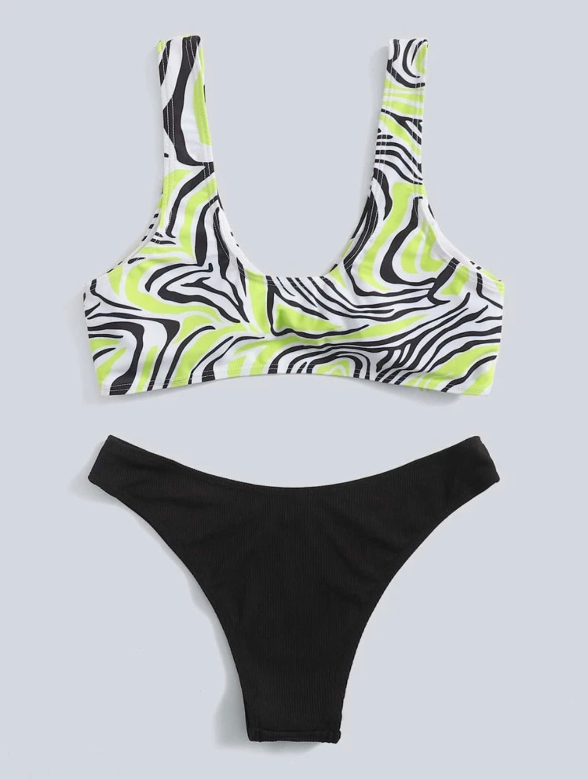 Zebra Stripe Knot High Leg Bikini Swimsuit