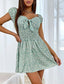 Sweetheart Neck Puff Sleeve Ditsy Floral Dress