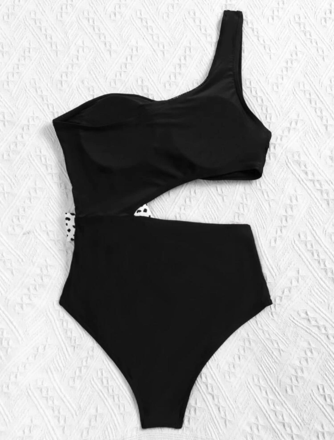 Cut-out Knot Waist One Shoulder One Piece Swimsuit