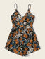 Surplice Neck Self Belted Floral Print Slip Romper