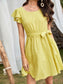 Ruffle Armhole Belted Polka-dot Print Dress