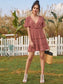 Plunging Neck Frill Trim Ditsy Floral Dress