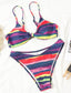 Colorful Striped Print Knot Bikini Swimsuit