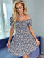 Off The Shoulder Allover Floral Print Tie Back Dress
