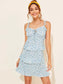 Floral Print Ruffle Trim Knot Front Cami Dress