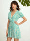 Surplice Neck Tie Front Daisy Floral Dress