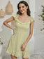 Ditsy Floral Ruffle Trim Sweetheart Neck Dress