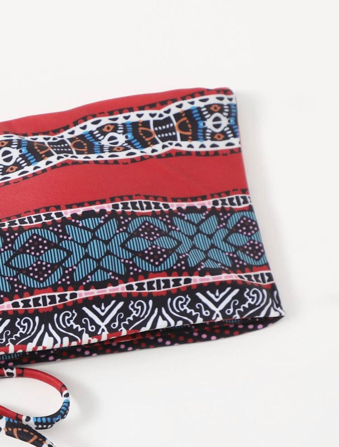 Geo Print Bandeau High Waisted Bikini Swimsuit