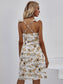 Floral Print Ruffle Trim Crisscross Dress