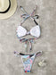 Allover Graphic Thong Bikini Swimsuit