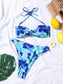 Floral Twist Halter High Cut Bikini Swimsuit