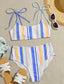 Stripe High Waist Bikini Swimsuit