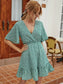 Surplice Neck Ruffle Hem Ditsy Floral Dress