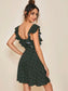 Confetti Heart Print Button Front Ruffle Armhole Dress