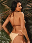 Colorblock Frill Trim Bikini Swimsuit