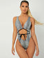Snakeskin Print Cut-out One Piece Swimsuit