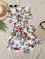 Tie Front Floral Tube Top & Shorts Set