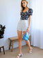 Daisy Floral Print Sweetheart Neck Top