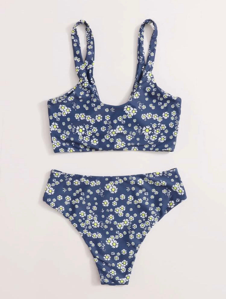 Ditsy Floral High Waisted Bikini Swimsuit