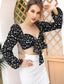 Sweetheart Neck Tie Front Allover Print Crop Top