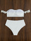 Ruched Bardot High Waisted Bikini Swimsuit